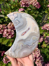 Load image into Gallery viewer, Flower Agate Moon with Stand
