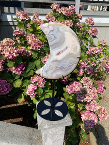 Flower Agate Moon with Stand