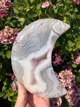 Load image into Gallery viewer, Flower Agate Moon with Stand