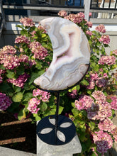 Load image into Gallery viewer, Flower Agate Moon with Stand