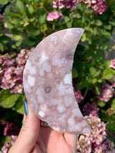 Load image into Gallery viewer, Flower Agate Moon with Stand