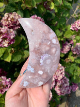 Load image into Gallery viewer, Flower Agate Moon with Stand