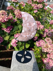 Flower Agate Moon with Stand