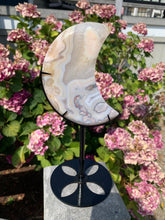 Load image into Gallery viewer, Flower Agate Moon with Stand