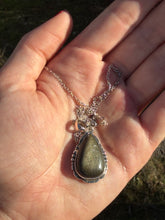 Load image into Gallery viewer, Gold Sheen Obsidian Teardrop Nekcpace with 18” Chain