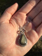 Gold Sheen Obsidian Teardrop Nekcpace with 18” Chain