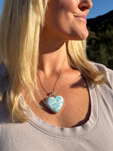 Load image into Gallery viewer, Larimar Large Heart with 18” chain