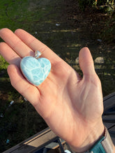 Load image into Gallery viewer, Larimar Large Heart with 18” chain