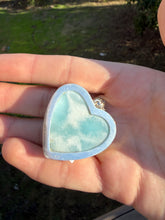 Load image into Gallery viewer, Larimar Large Heart with 18” chain