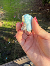 Load image into Gallery viewer, Larimar Large Heart with 18” chain