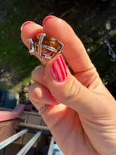 Load image into Gallery viewer, Citrine Large Circle 18” Sterling Silver Necklace