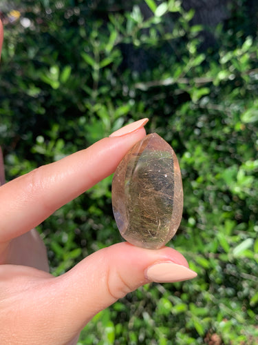 Copper Rutilated Smoky Quartz Swirl Carving
