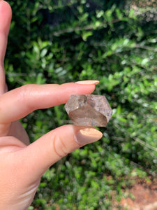 Smokey Quartz Tower with Hematoid inclusions and Phantoms