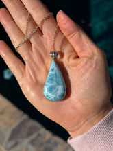 Load image into Gallery viewer, Larimar Teardrop Swirl Sterling Silver Pendant