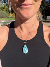 Load image into Gallery viewer, Larimar Rounded Teardrop Sterling Silver Pendant