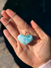 Load image into Gallery viewer, Larimar Rounded Sterling Silver Heart Pendant