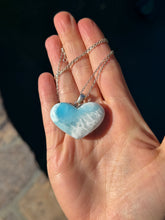 Load image into Gallery viewer, Larimar Rounded Sterling Silver Heart Pendant