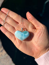 Load image into Gallery viewer, Larimar Rounded Sterling Silver Heart Pendant