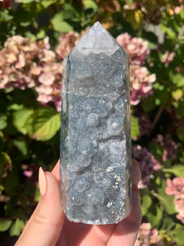 Green Amethyst Sugar Druzy Tower