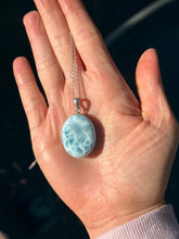 Load image into Gallery viewer, Larimar Oval Sterling Silver Pendant
