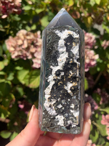 Green Amethyst Sugar Druzy Tower