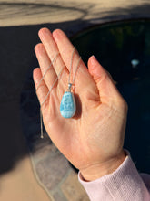 Load image into Gallery viewer, Larimar Rounded Sterling Silver Pendant 60ln