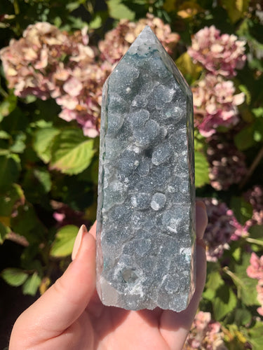 Green Amethyst Sugar Druzy Tower