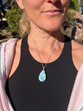 Load image into Gallery viewer, Larimar Rounded Teardrop Sterling Silver Pendant