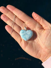Load image into Gallery viewer, Larimar Rounded Heart Sterling Silver Pendant 102RS