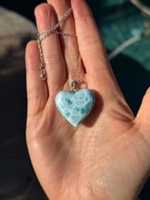 Load image into Gallery viewer, Larimar Rounded Heart Sterling Silcer Pendant
