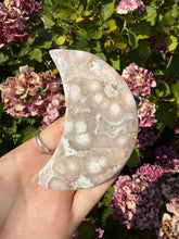 Load image into Gallery viewer, Flower Agate Moon with Stand