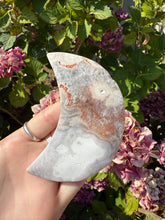 Load image into Gallery viewer, Flower Agate Moon with Stand