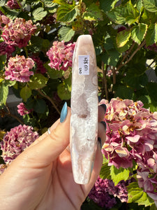 Flower Agate Moon with Stand