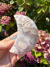 Load image into Gallery viewer, Flower Agate Moon with Stand