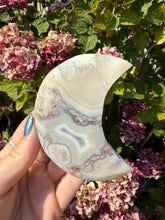 Load image into Gallery viewer, Flower Agate Moon with Stand