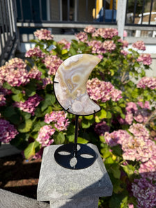 Flower Agate Moon with Stand