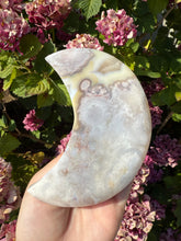 Load image into Gallery viewer, Flower Agate Moon with Stand