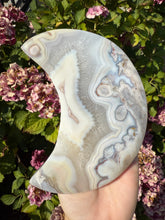 Load image into Gallery viewer, Flower Agate Moon with Stand