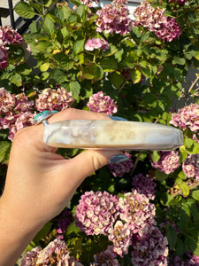 Flower Agate Moon with Stand