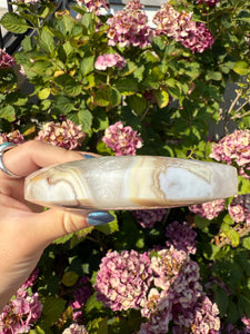 Flower Agate Moon with Stand