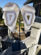 Load image into Gallery viewer, Agate Banded Angel Wings on stand