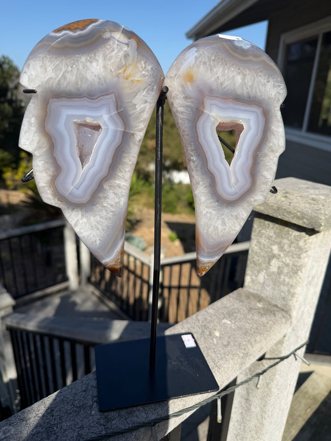 Agate Banded Angel Wings on stand 168LL