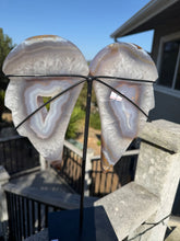 Load image into Gallery viewer, Agate Banded Angel Wings on stand