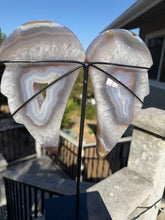 Load image into Gallery viewer, Agate Banded Angel Wings on stand