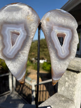 Load image into Gallery viewer, Agate Banded Angel Wings on stand