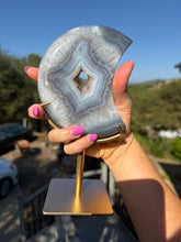 Load image into Gallery viewer, Agate Banded Moon On Stand