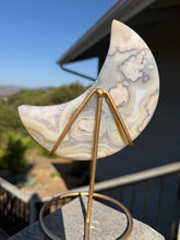 Load image into Gallery viewer, Flower Agate Moon on stand