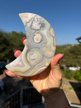 Load image into Gallery viewer, Flower Agate Moon on stand