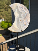 Load image into Gallery viewer, Flower Agate Moon w Stand