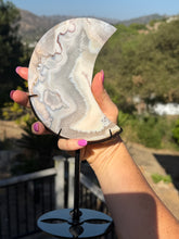 Load image into Gallery viewer, Flower Agate Moon w Stand